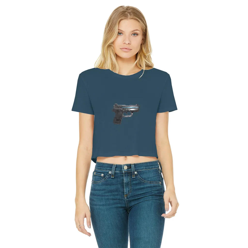 22 Calibur Classic Women's Cropped Raw Edge T-Shirt