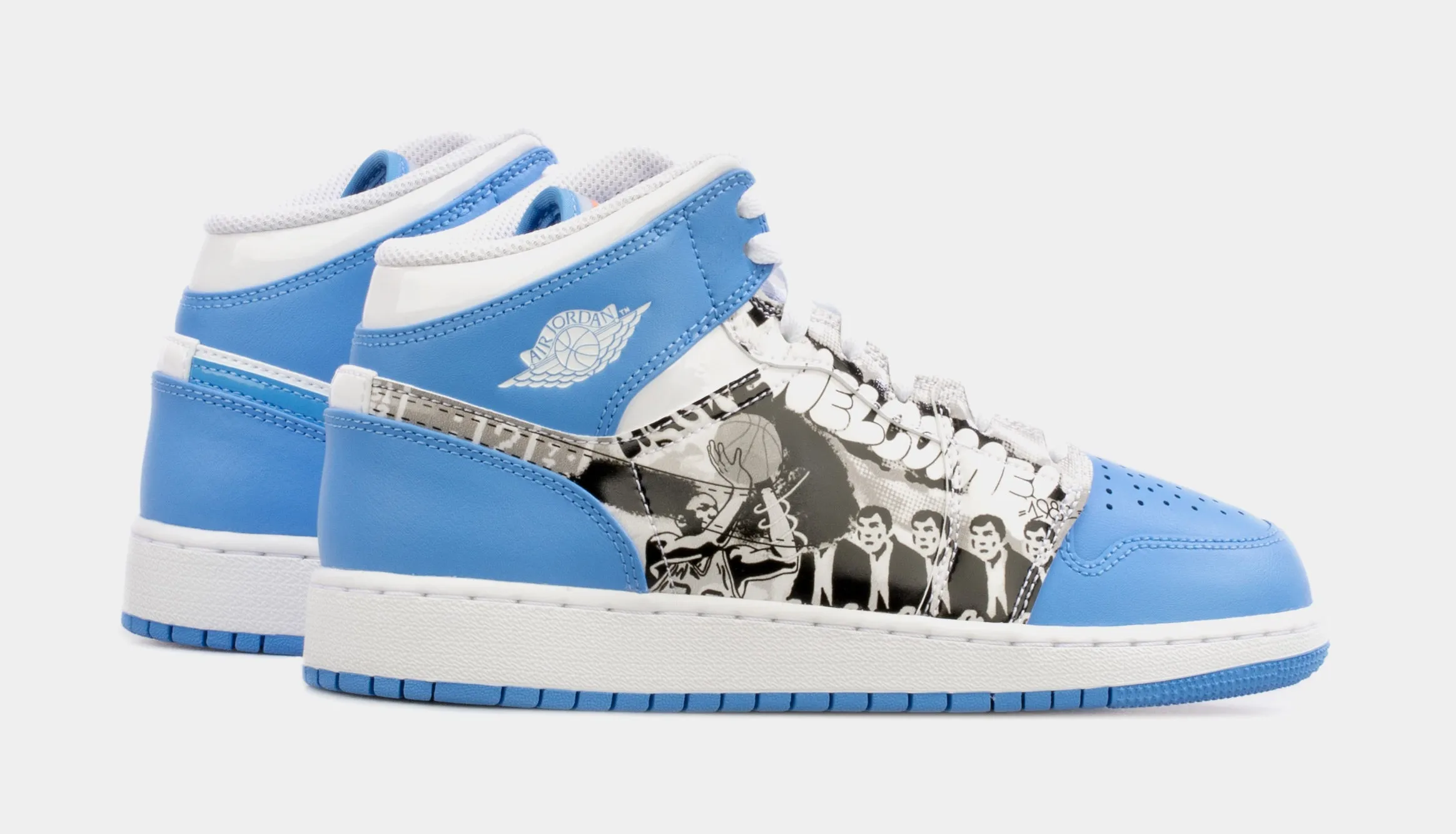 Air Jordan 1 Retro Mid Game Winner Grade School Lifestyle Shoes (Blue/White)