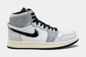 Air Jordan 1 Zoom CMFT 2 Chrome Swoosh Womens Lifestyle Shoes (White/Silver)