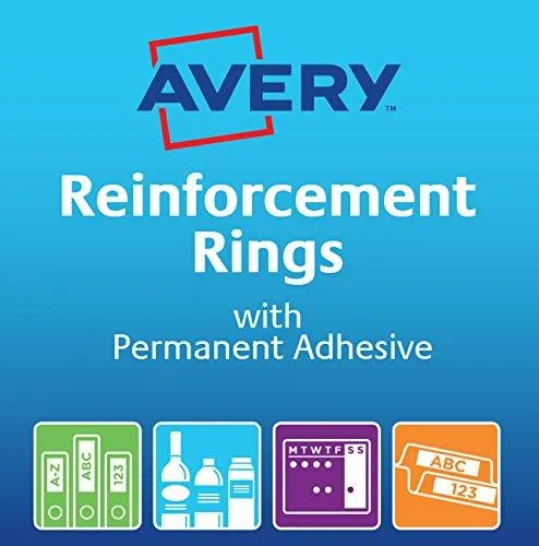 Avery 43409 Reinforcement Rings, 13mm, 500 Labels - Clear