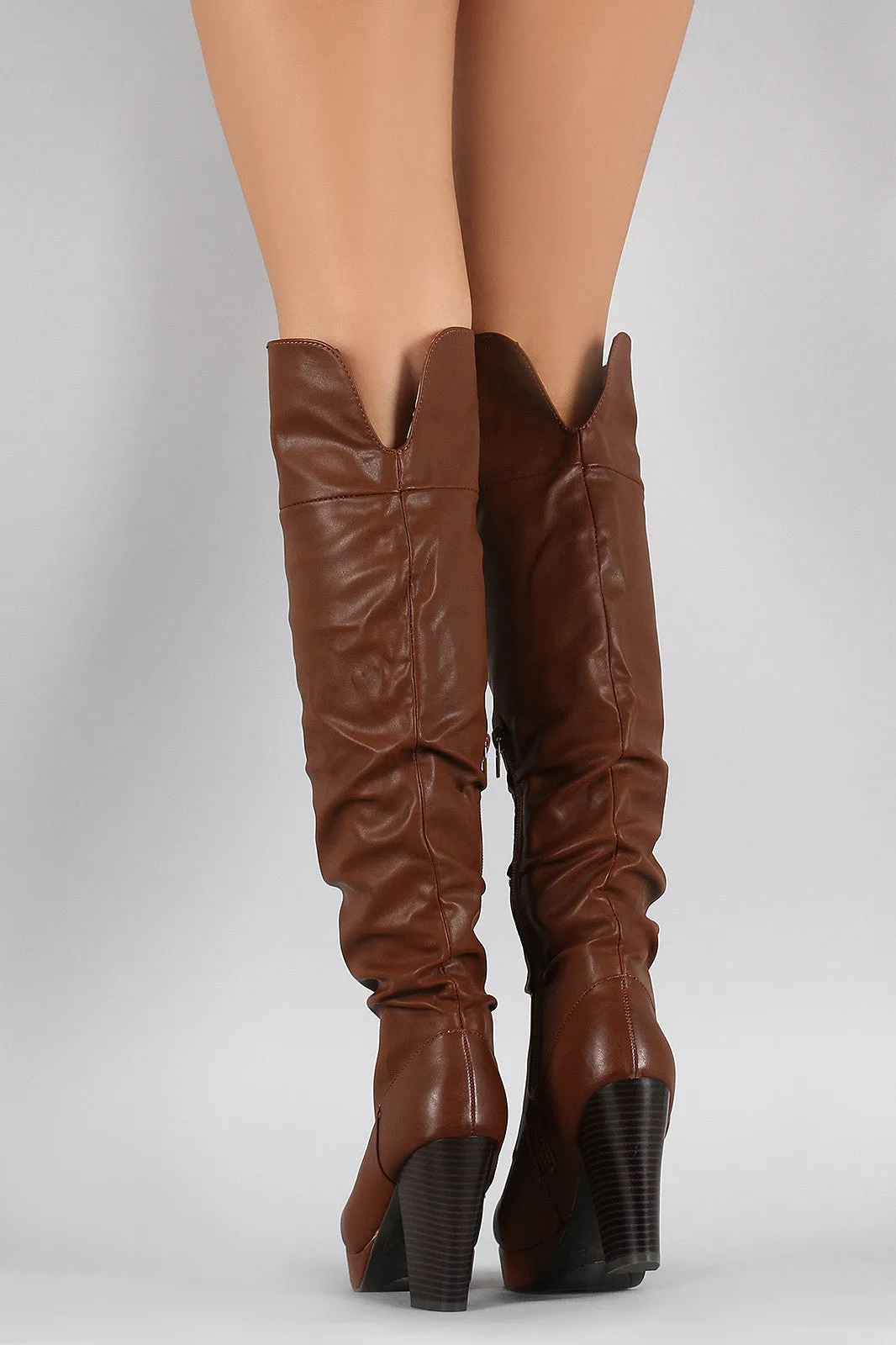 Bamboo Slouchy Chunky Heeled Over-The-Knee Boots