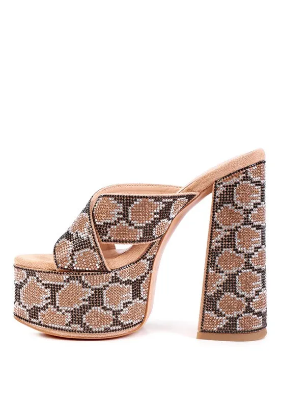 Be Extreme- Rhinestone Platform Sandal