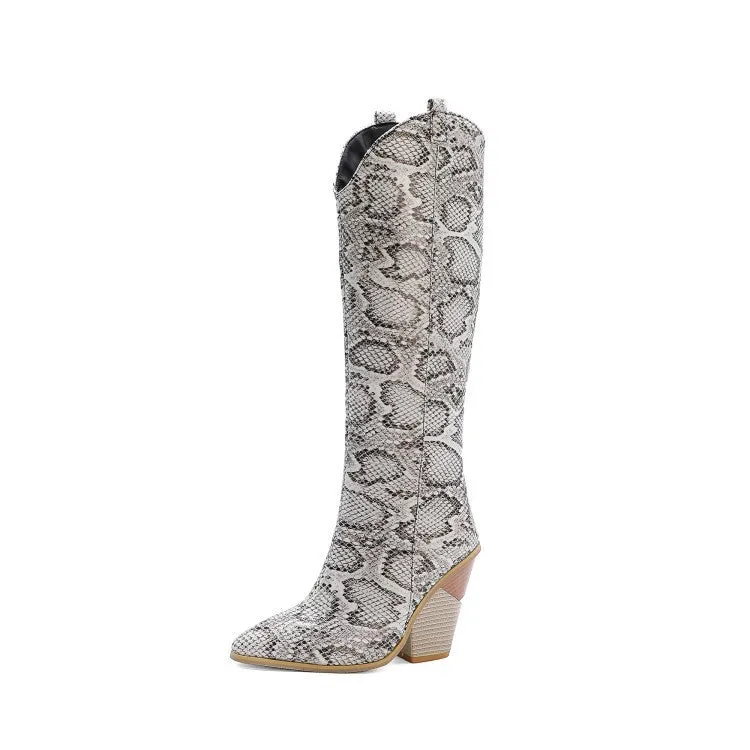 Below Knee Cowboy Print Boots