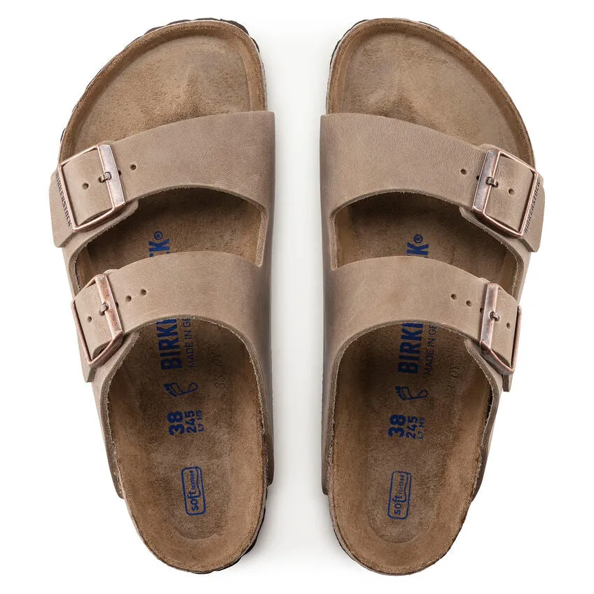 'Birkenstock' Men's Arizona Oiled Leather Soft Footbed Sandal - Tobacco Brown