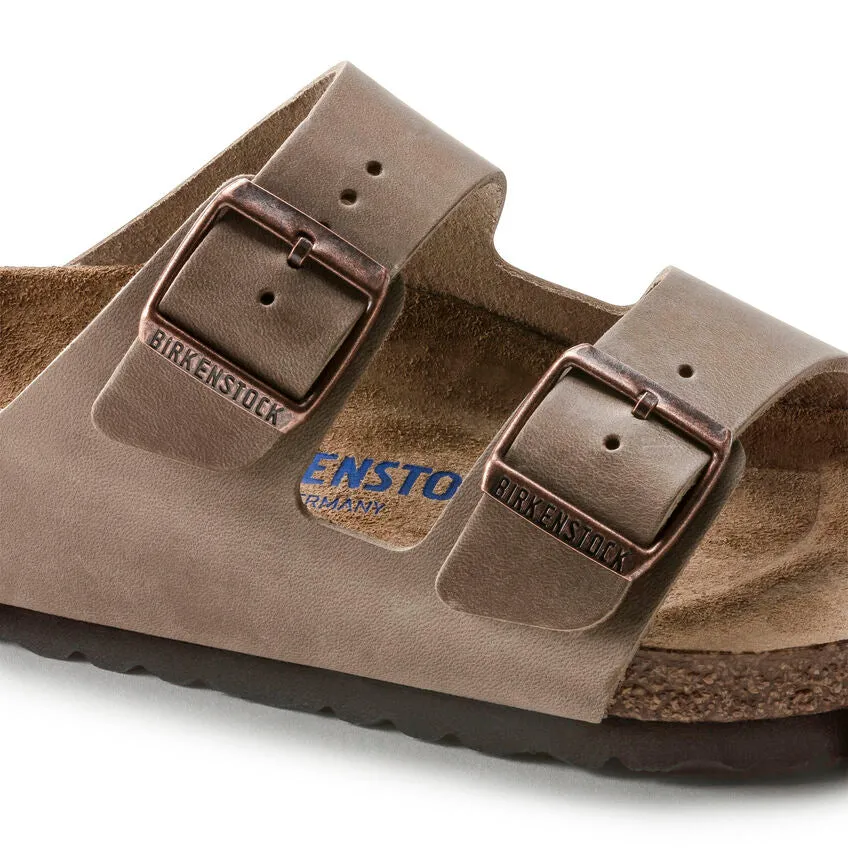 'Birkenstock' Men's Arizona Oiled Leather Soft Footbed Sandal - Tobacco Brown