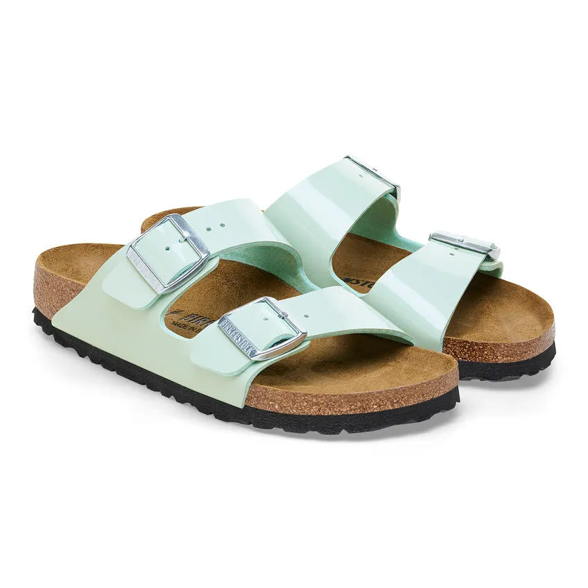 'Birkenstock' Women's Arizona Birko-Flor® Sandal - Patent Surf Green