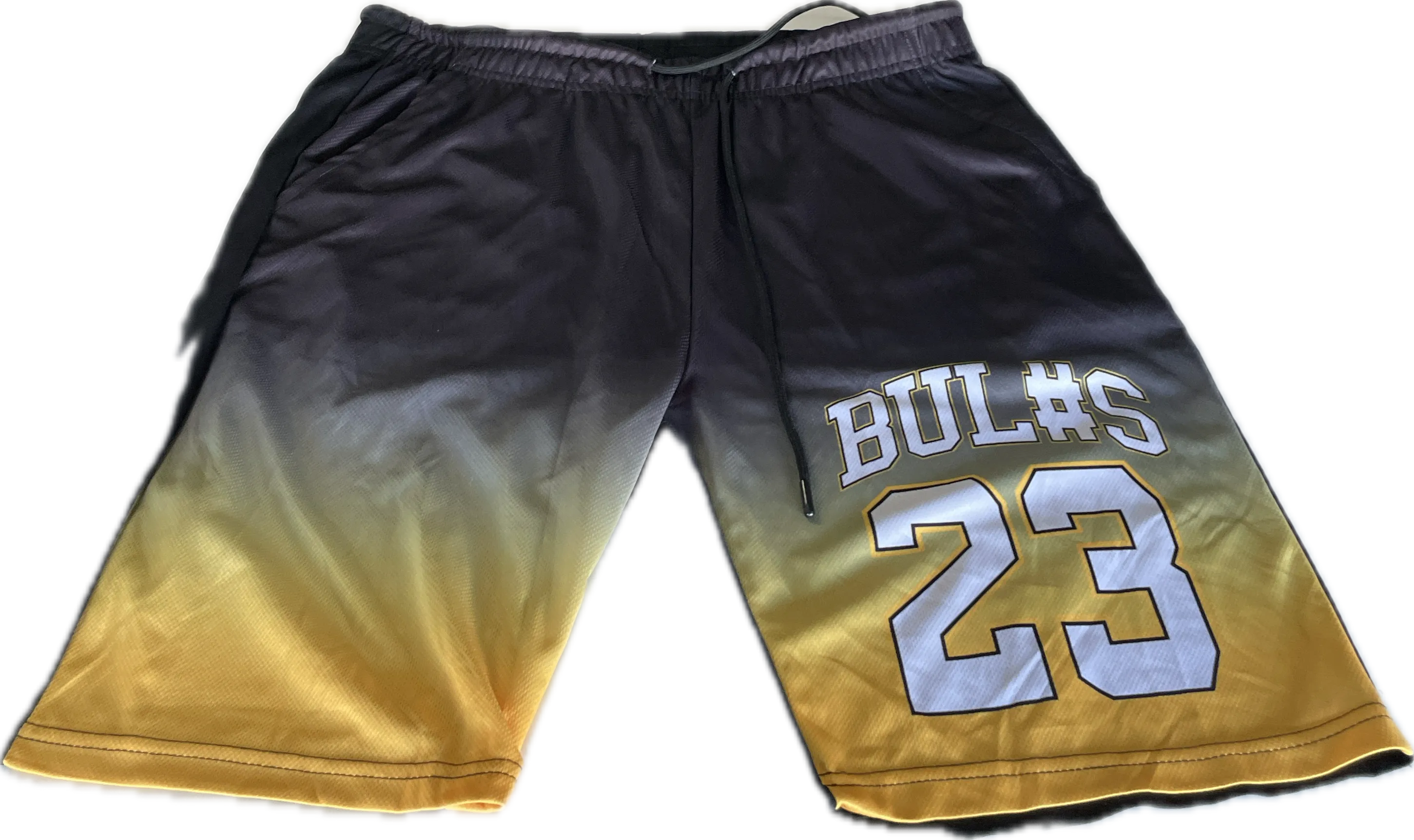 Black and yellow Basketball Shorts mens L 10 W 32 SKU 5293