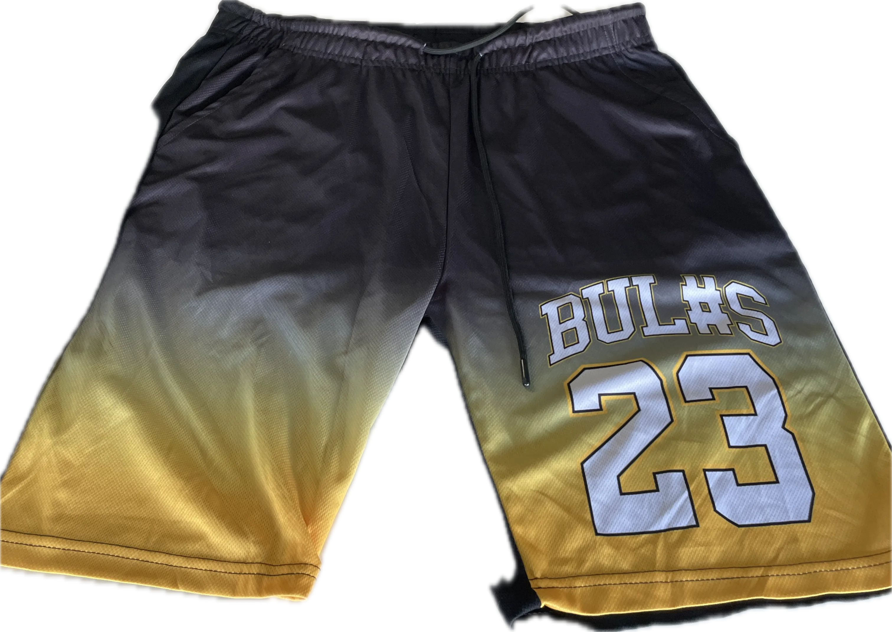 Black and yellow Basketball Shorts mens L 10 W 32 SKU 5293