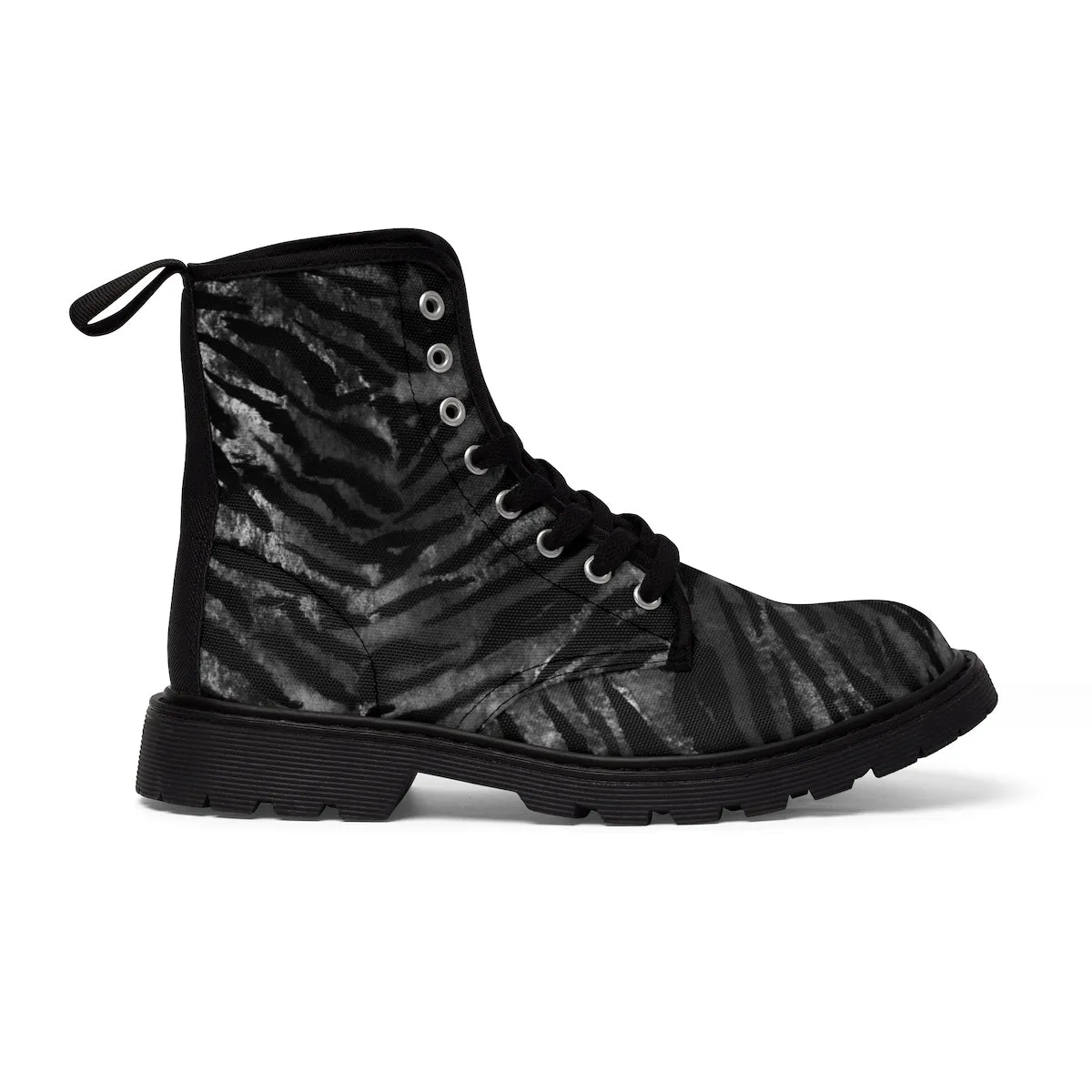 Black Tiger Stripe Men's Boots, Anti Heat Moisture Designer Winter Hiking Boots For Men