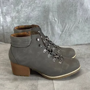 B.O.C Women's Light Grey Alder Lace-Up Block-Heel Hiking Boots SZ 7.5