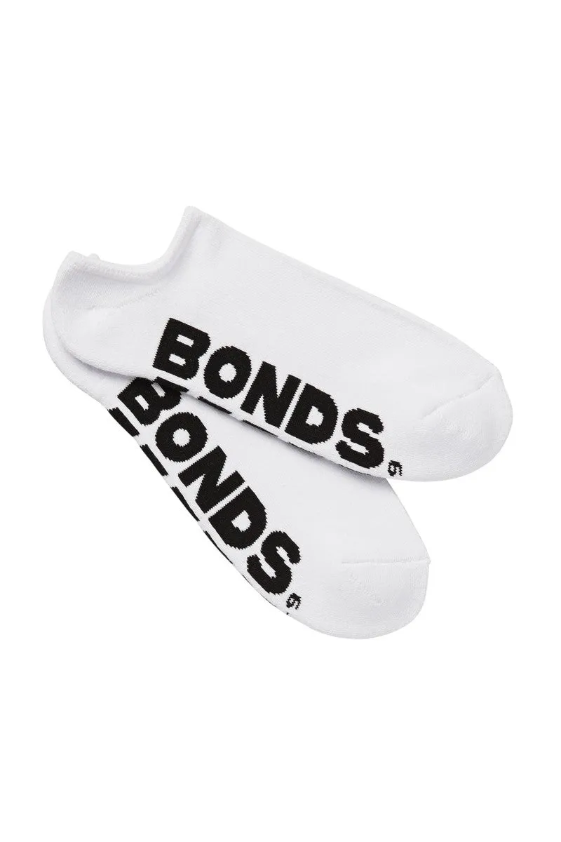 Bonds [3 pack] Men's Logo No Show Sport Socks White S8363N Size 6-10