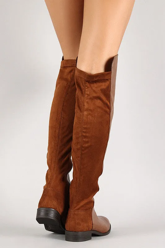 Breckelle Mixed Media Round Toe Riding Boot