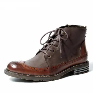 Brogue Wingtip Men Chukka Boots For Winter