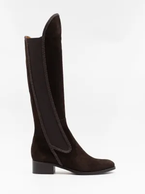 Brown Suede Leather Riding Boot