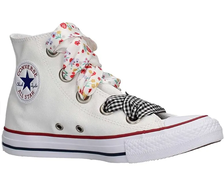 Converse scarpa sneakers da donna alta in tela Ctas Big Eyelet 560977C bianco