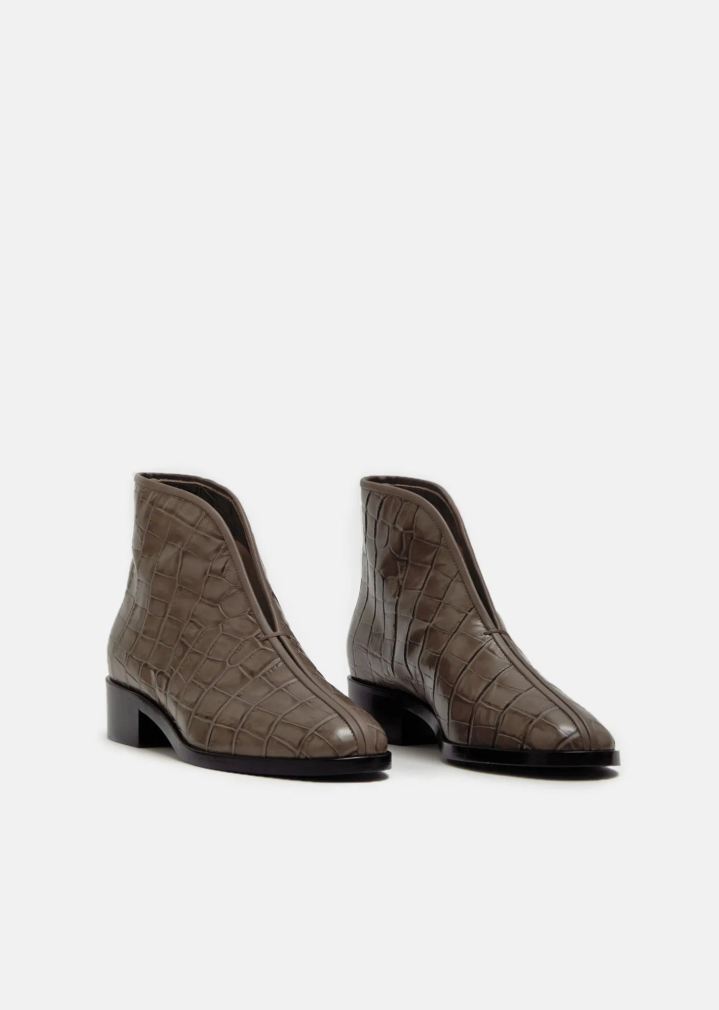 Croco Embossed Open Boots