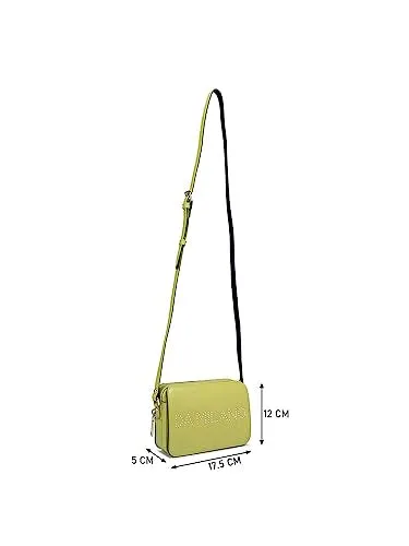 Da Milano Genuine Leather Yellow Sling Bag (00045B) (Small)