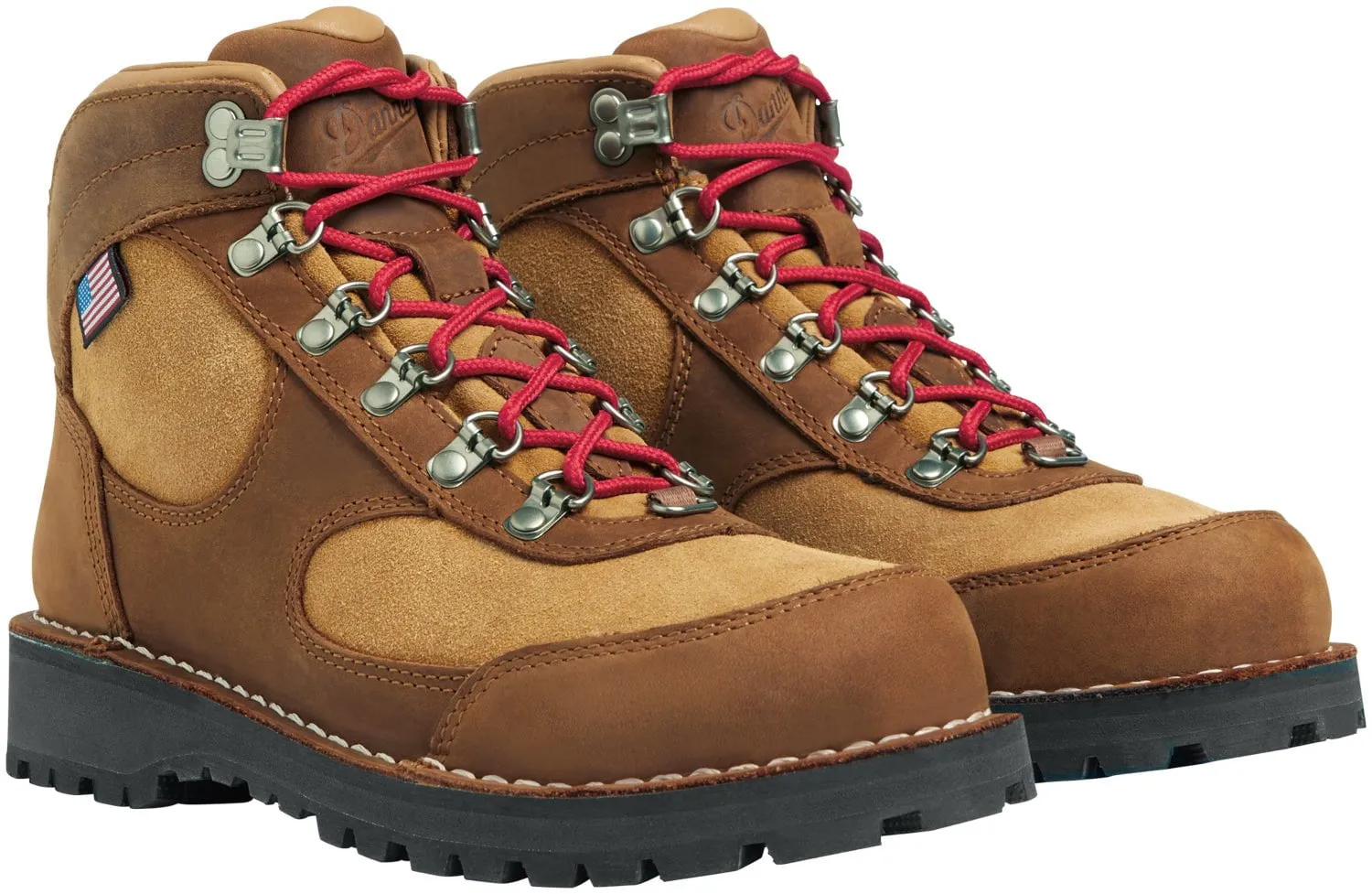 Danner Womens Cascade Crest GTX Grizzly Brown/Rhodo Red Leather Hiking Boots