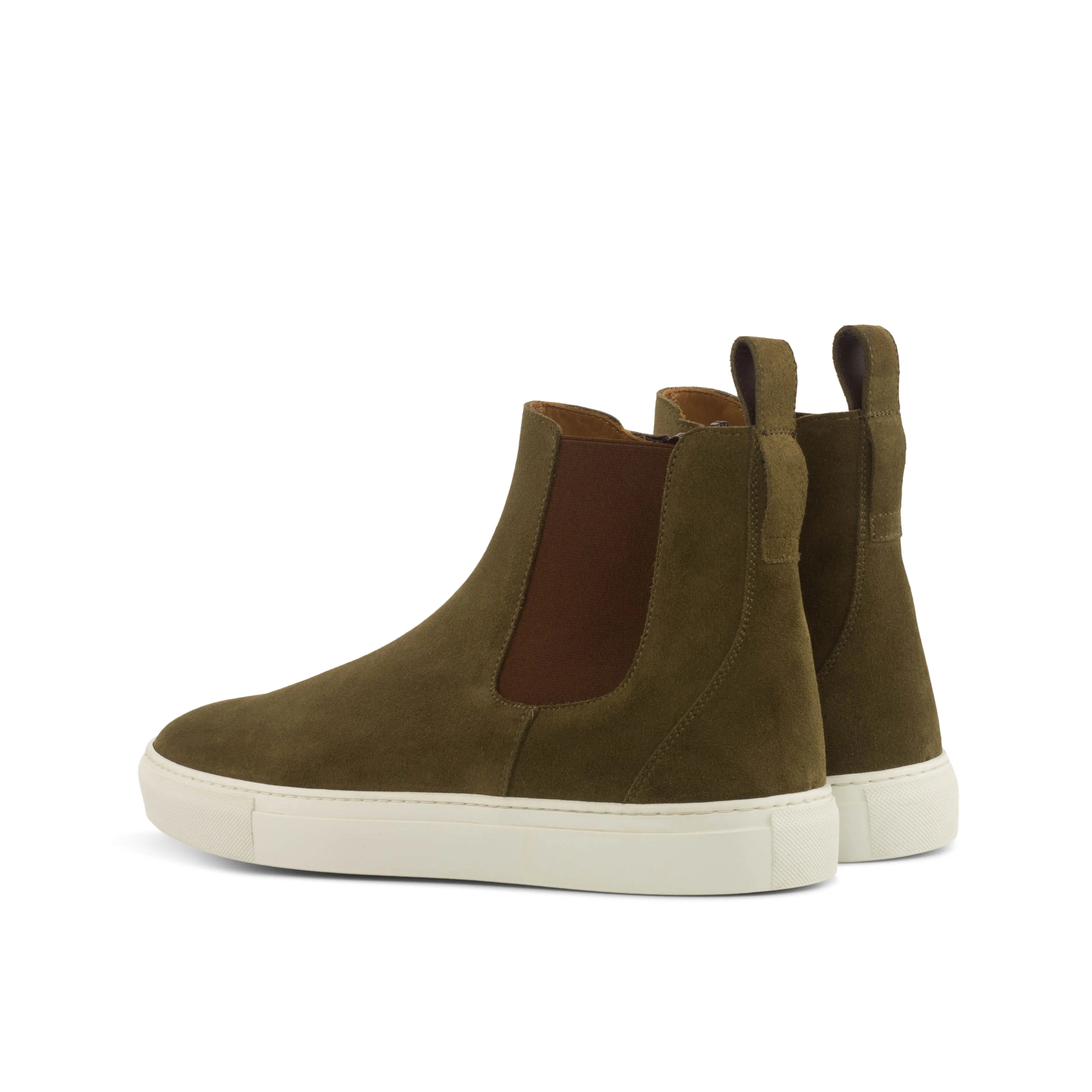 DapperFam Gallant in Khaki Men's Lux Suede Chelsea Sport