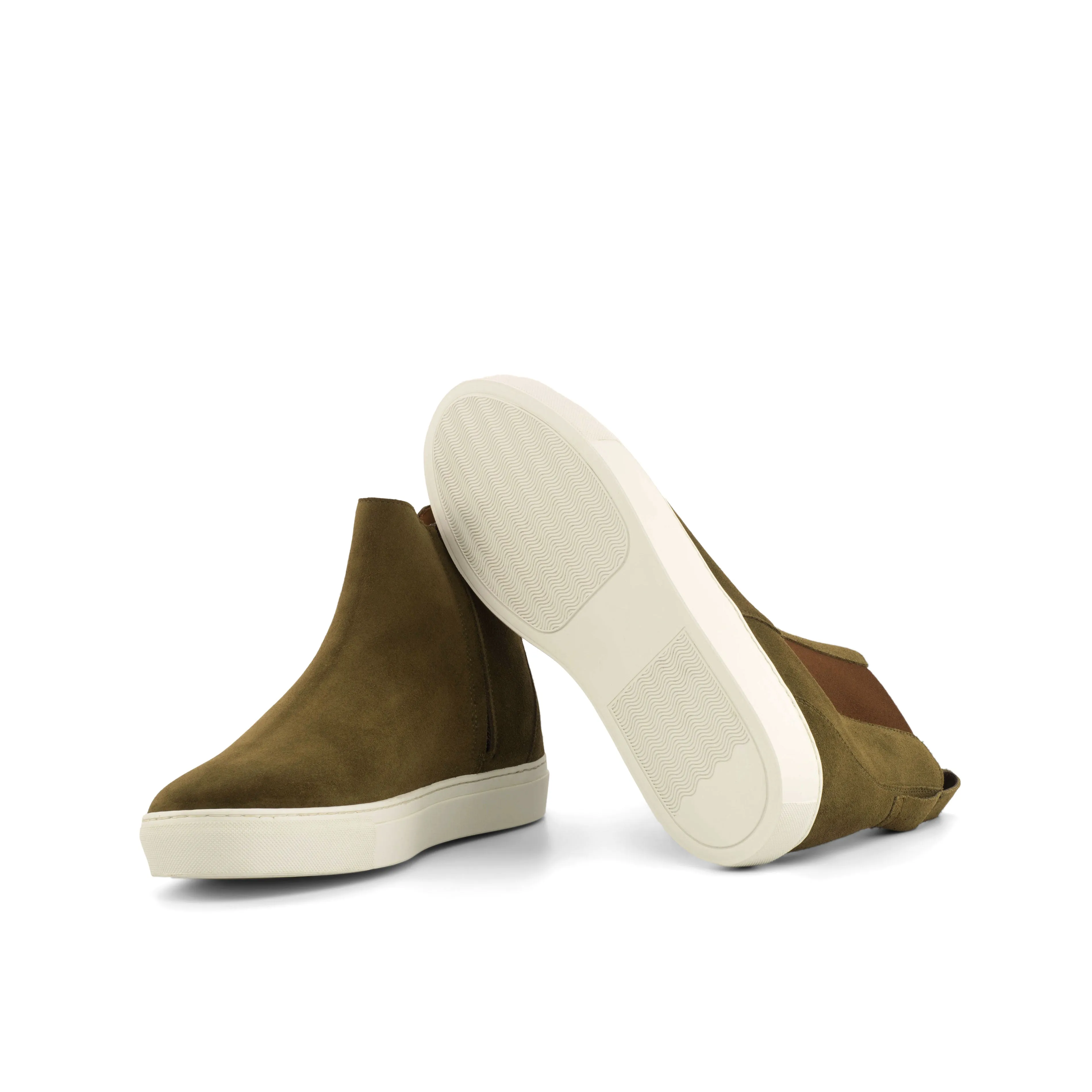 DapperFam Gallant in Khaki Men's Lux Suede Chelsea Sport