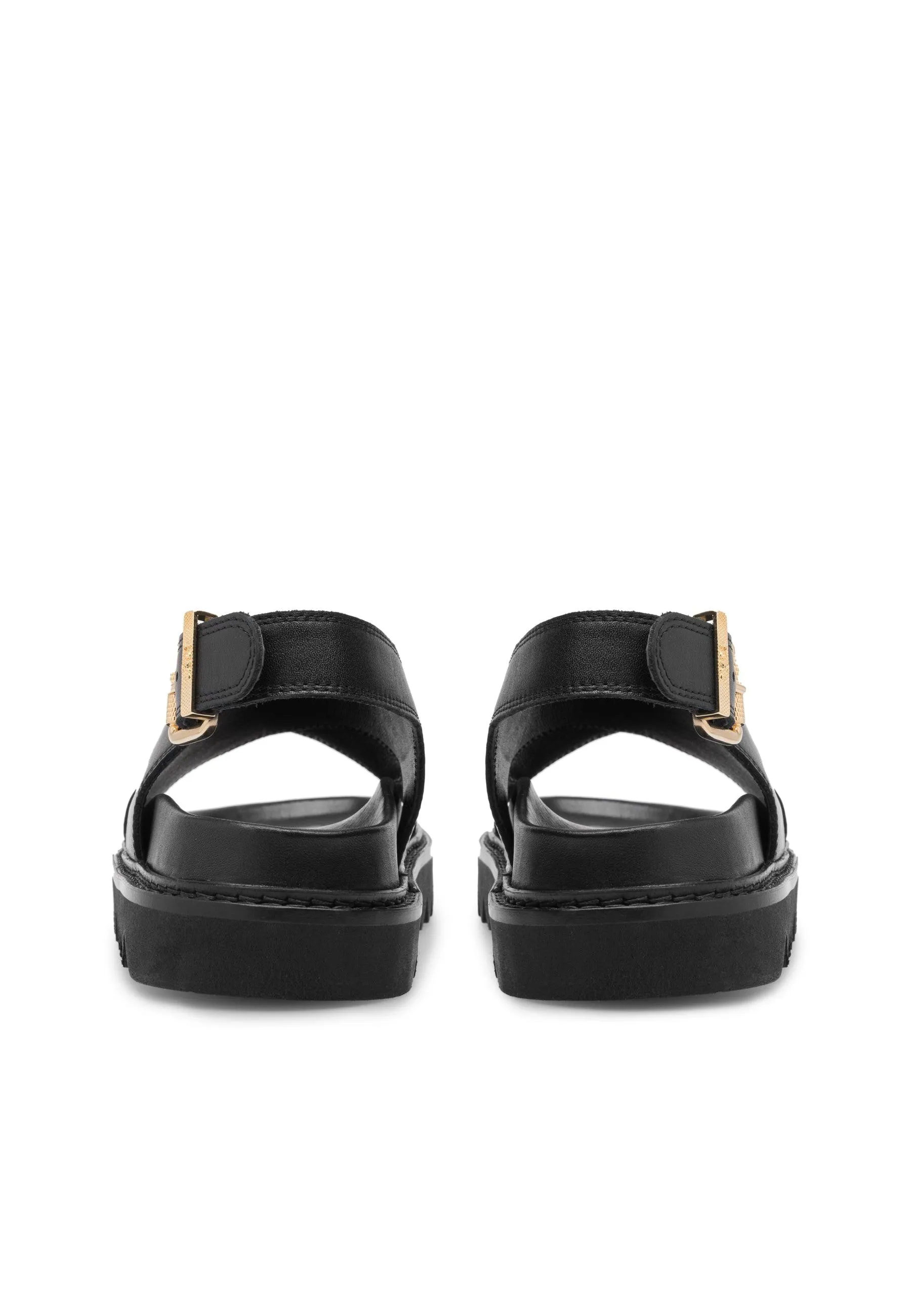 Diana Black Leather Chunky Sandals