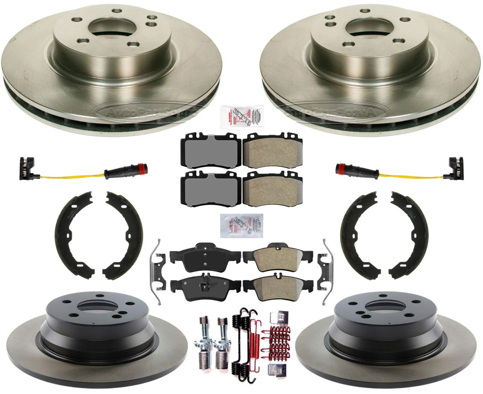 Disc Brake Rotors & Brake Pads For Mercedes Benz E350 2006 W/ Rear Solid