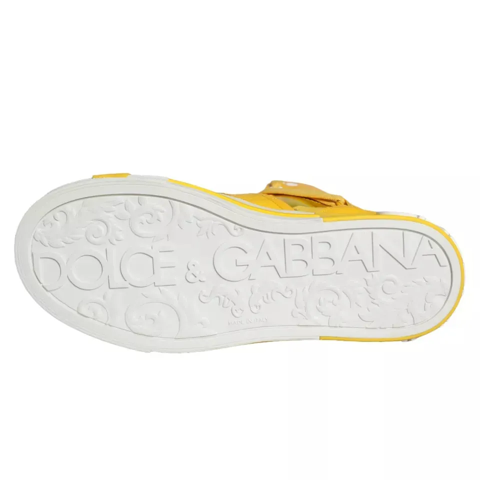 Dolce & Gabbana Leather High Top Sneakers In Yellow