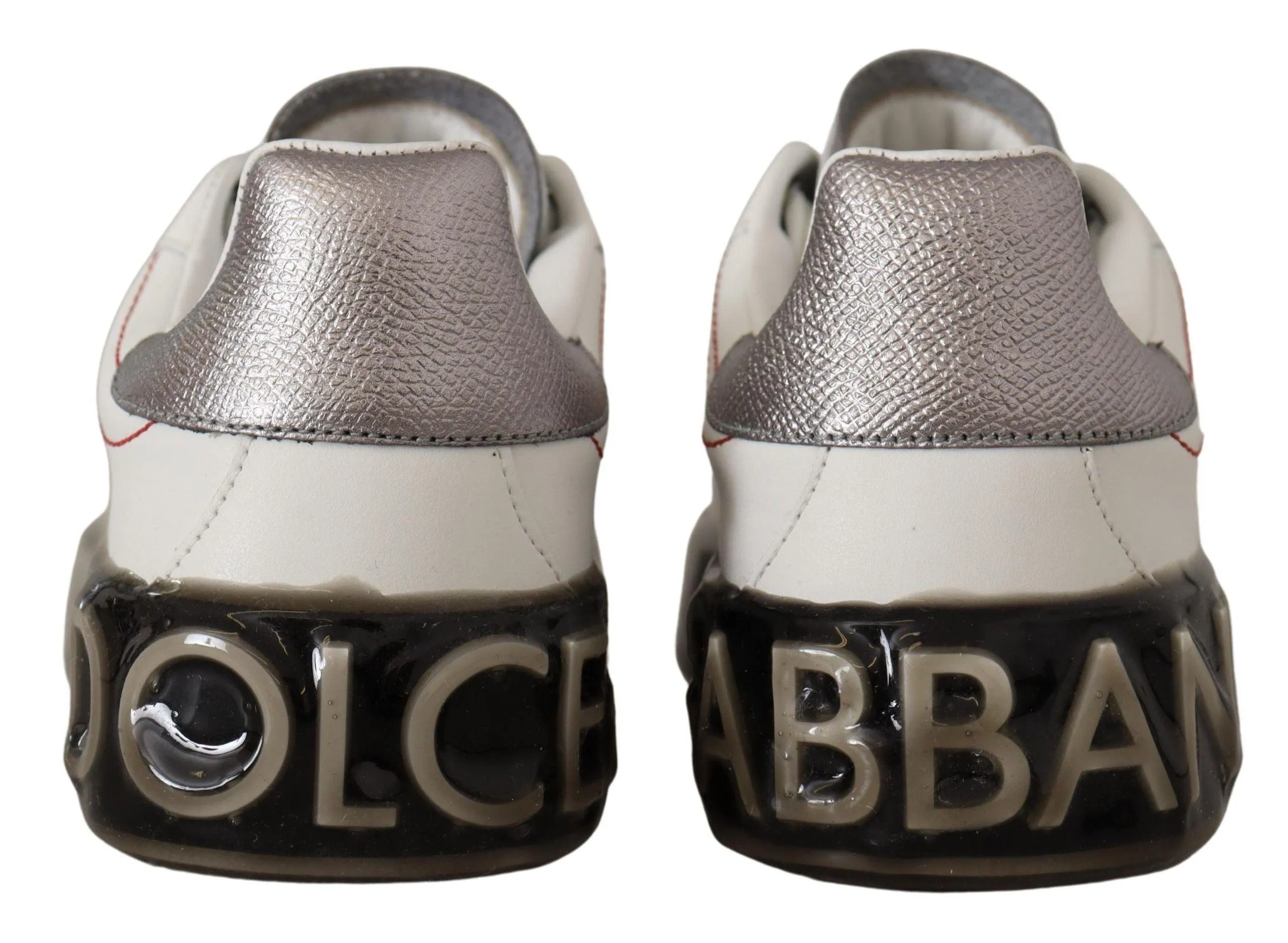 Dolce & Gabbana White Leather Shoes Womens Logo Portofino Sneakers