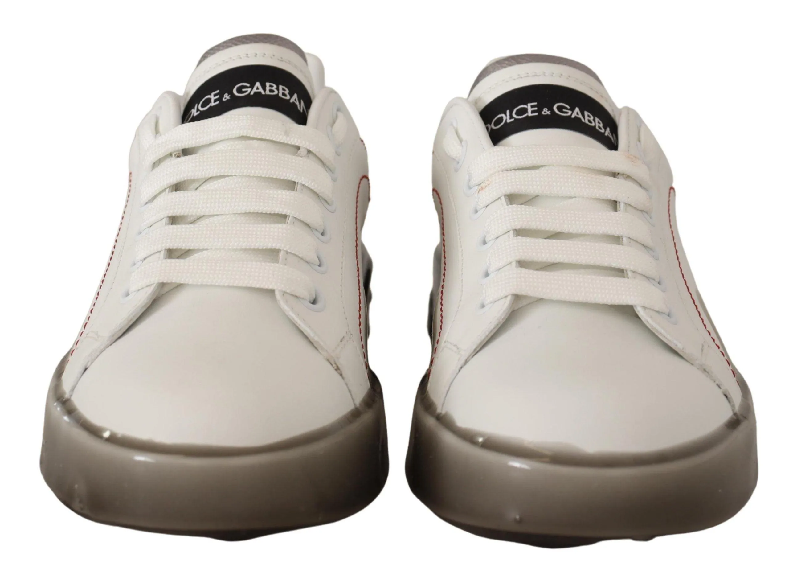 Dolce & Gabbana White Leather Shoes Womens Logo Portofino Sneakers