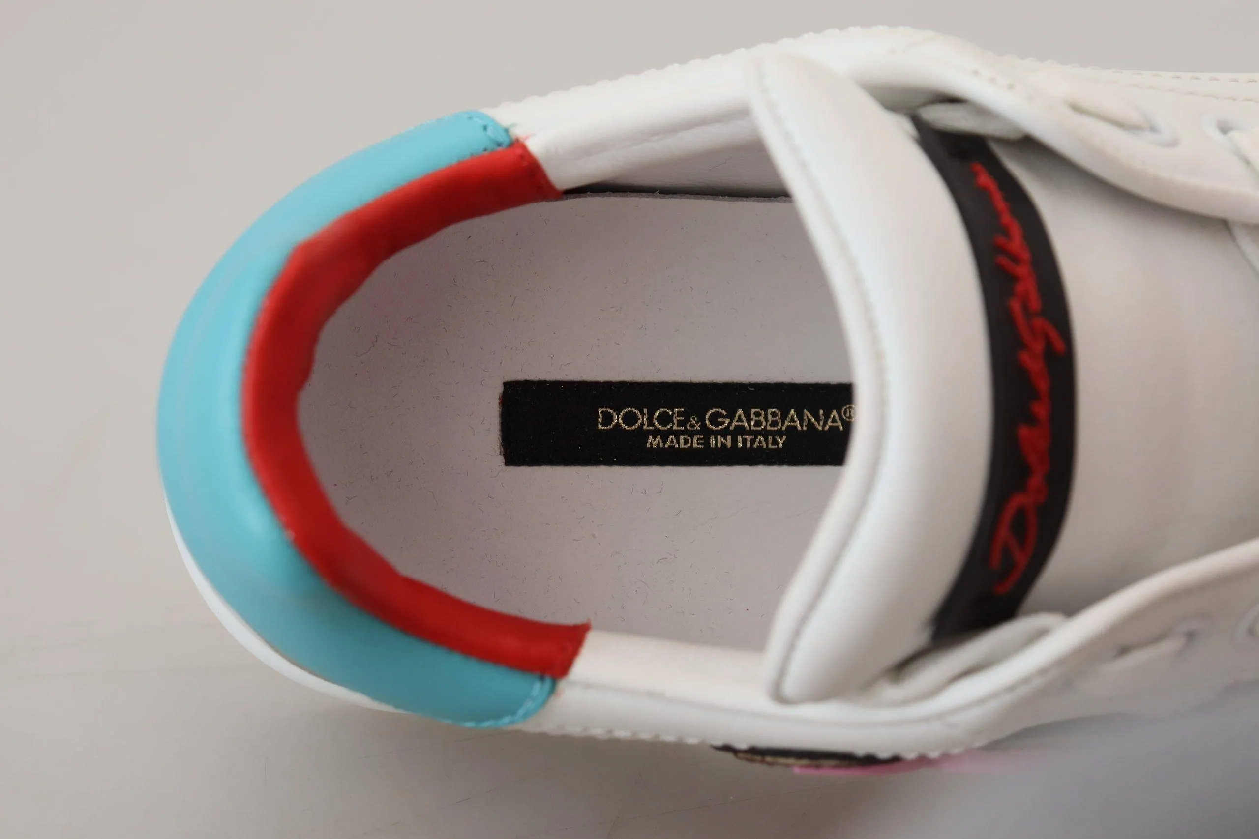 Dolce & Gabbana White Leather Sneaker Portofino Logo Heart Shoes