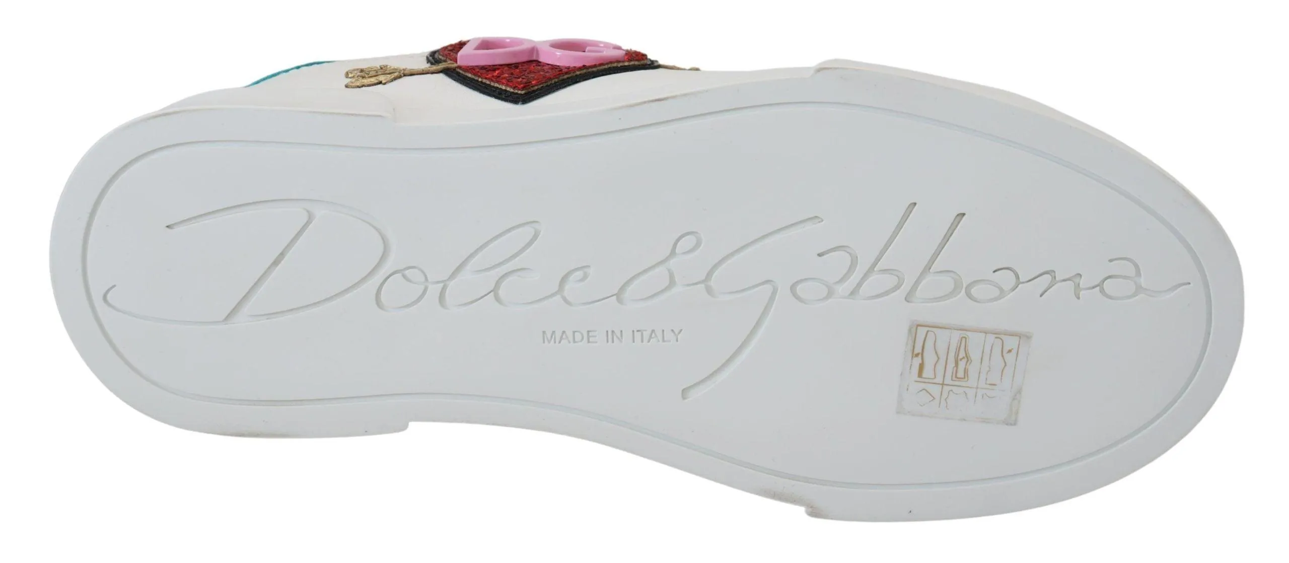 Dolce & Gabbana White Leather Sneaker Portofino Logo Heart Shoes