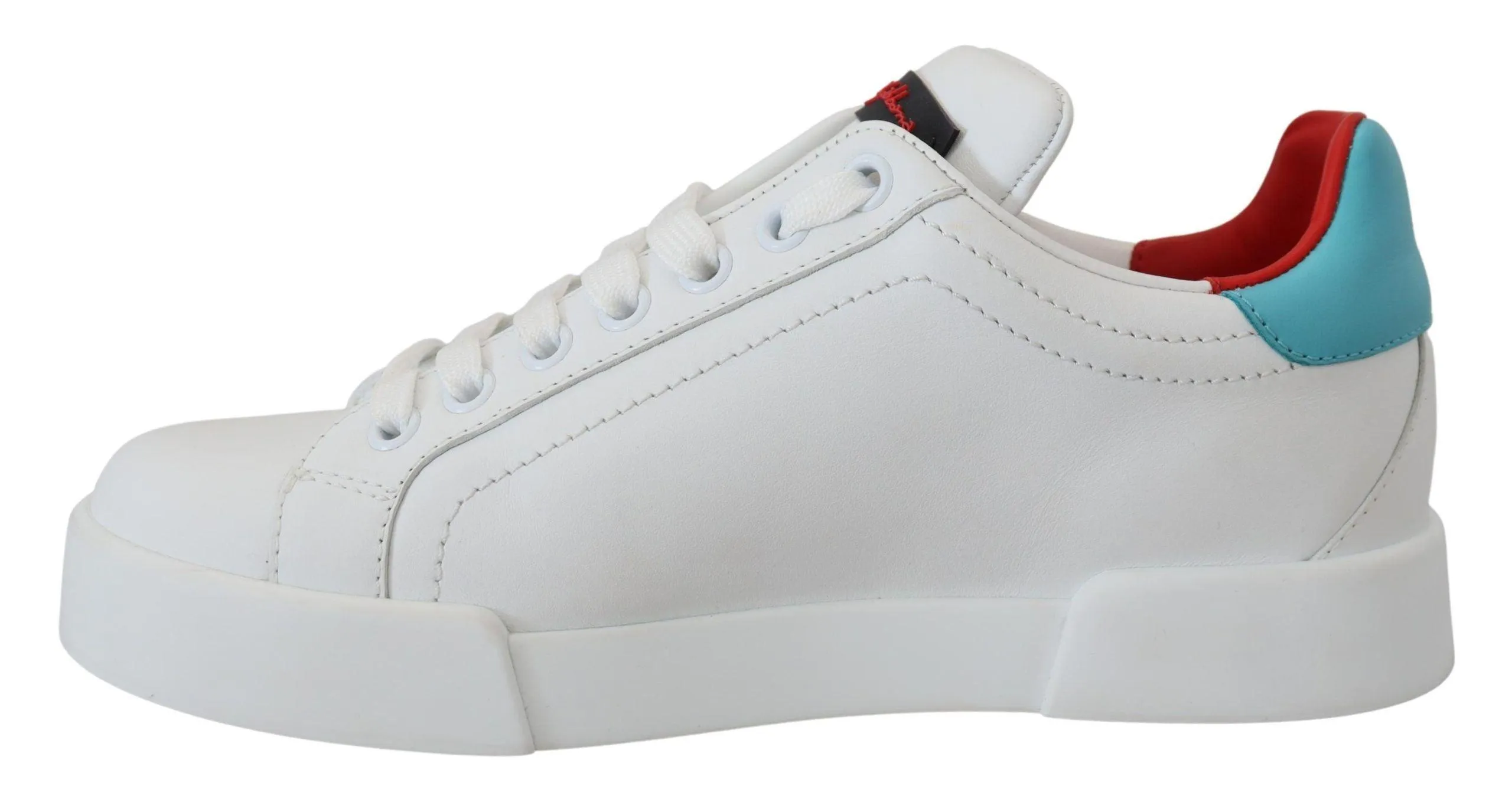 Dolce & Gabbana White Leather Sneaker Portofino Logo Heart Shoes