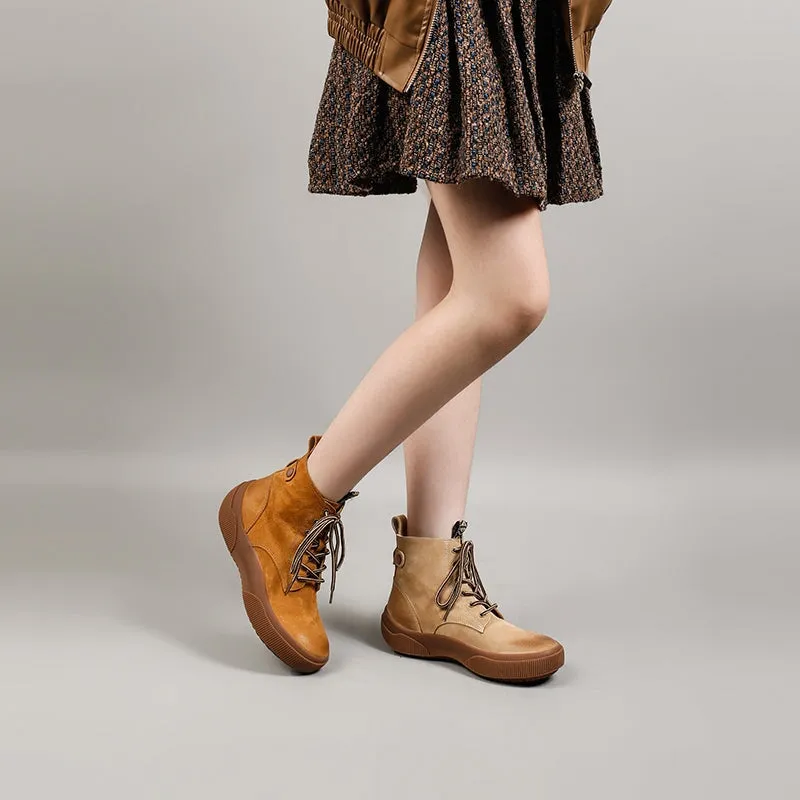 Dwarves Lace-up Combat Boot for Women in Caramel/Apricot/Grey