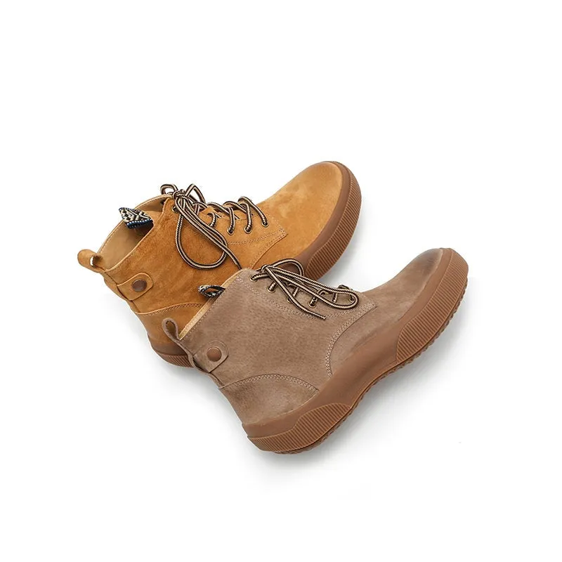 Dwarves Lace-up Combat Boot for Women in Caramel/Apricot/Grey