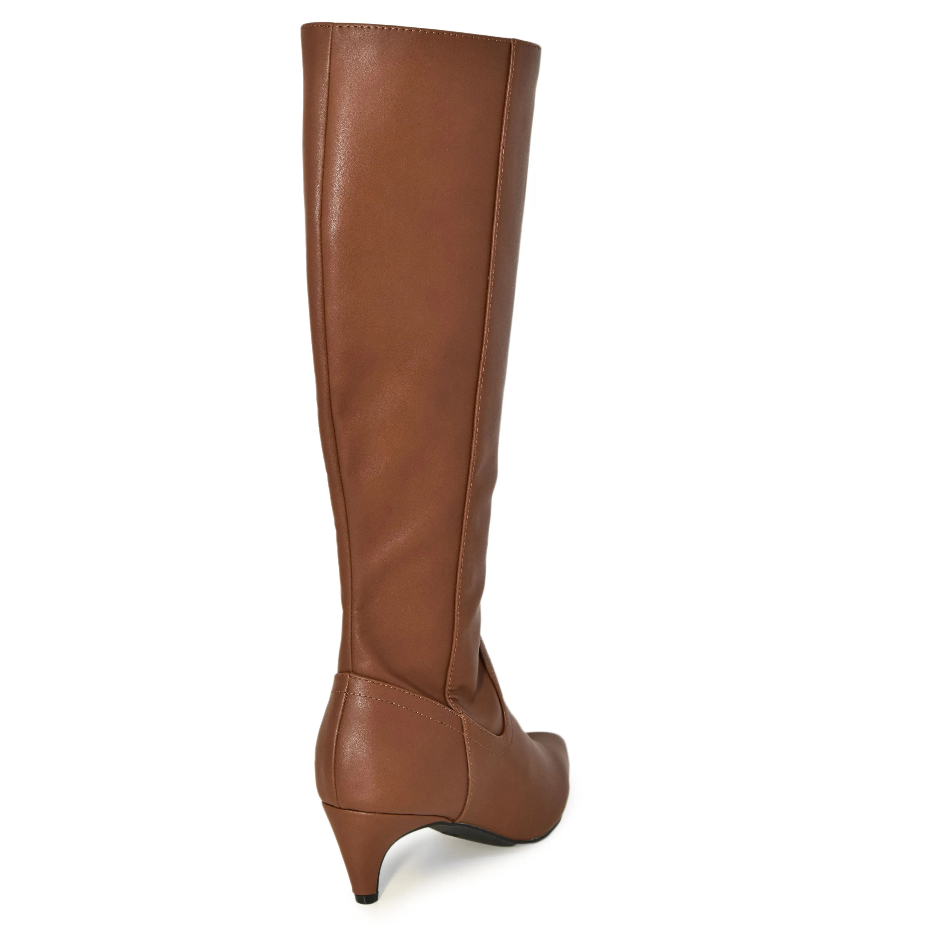 FERA-21A Pointed Toe Kitten Heel Knee High Boots