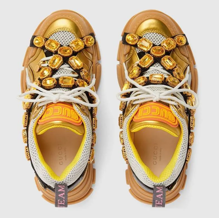 'Flashtrek' Sneakers with Removable Crystals, Gold