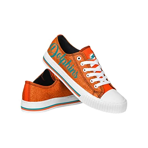 FOCO Miami Dolphins NFL Womens Color Glitter Canvas Shoes - 8