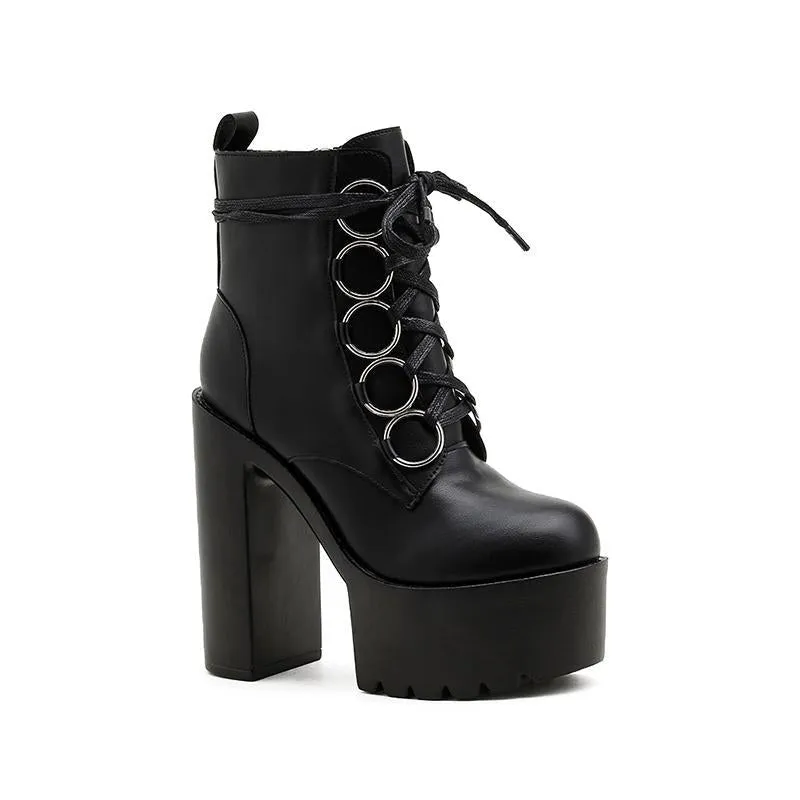 Halloween High Heeled Waterproof Platform Padded Boots