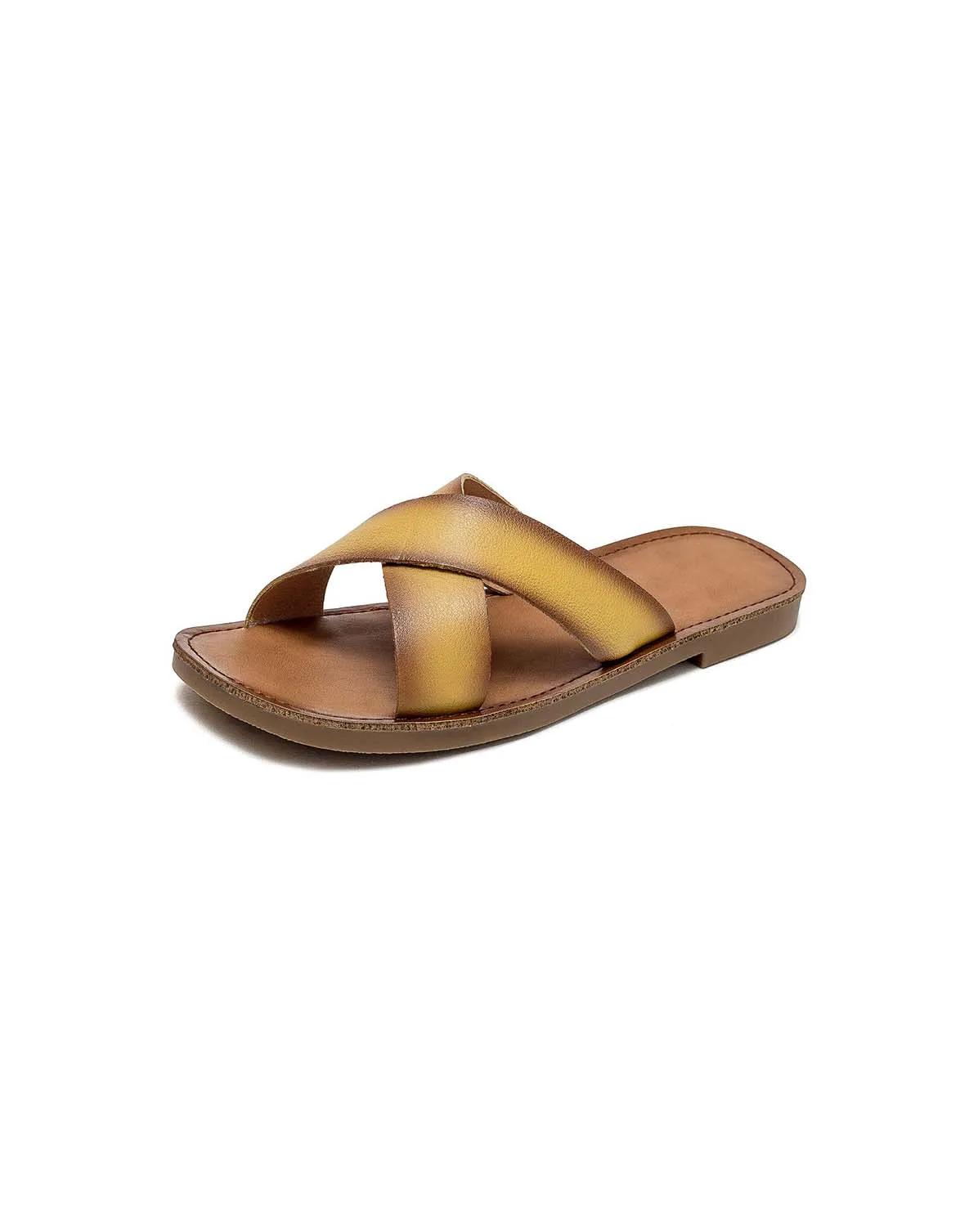 Handmade Cross Strap Soft Leather Slipper