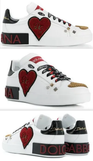 Heart Embellished Portofino Sneakers