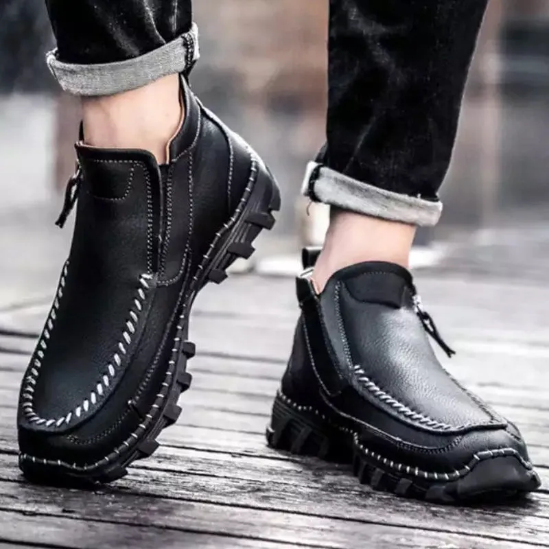 High top boots men with zip - imitation leather