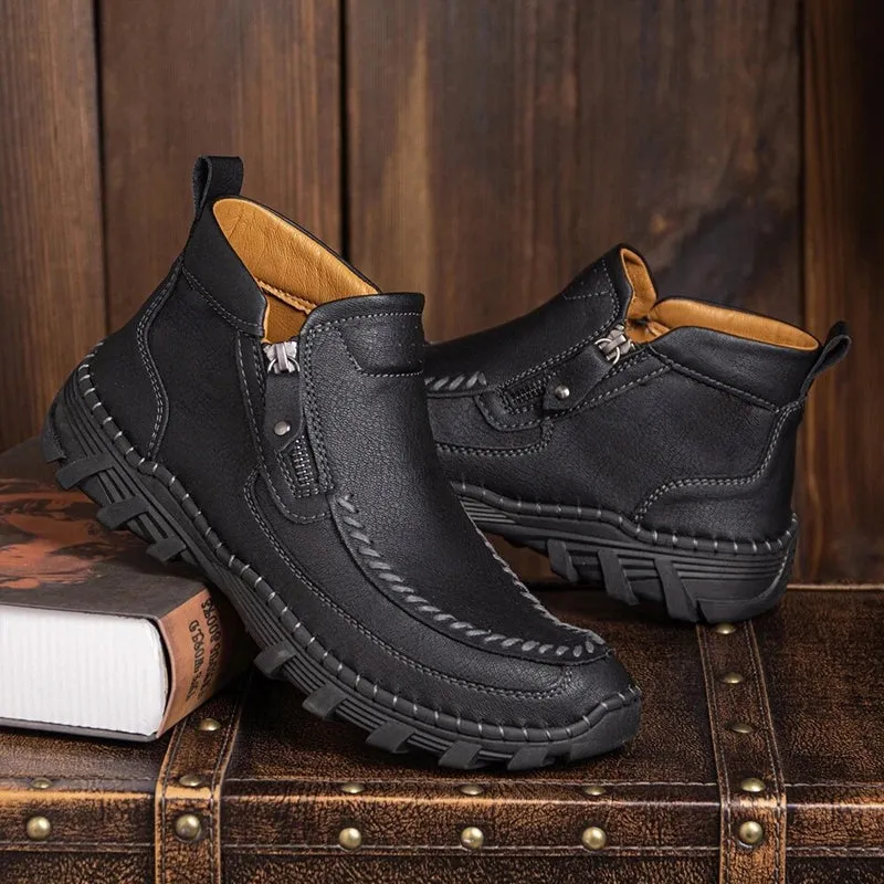 High top boots men with zip - imitation leather