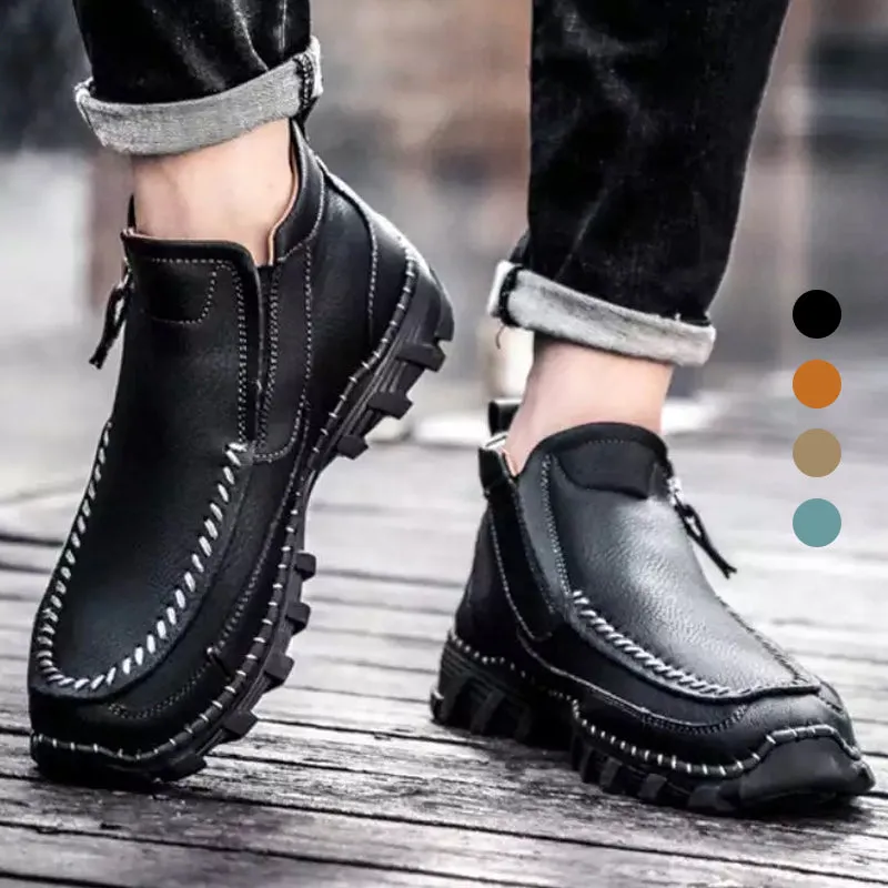 High top boots men with zip - imitation leather