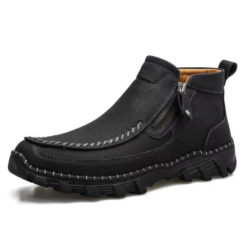 High top boots men with zip - imitation leather