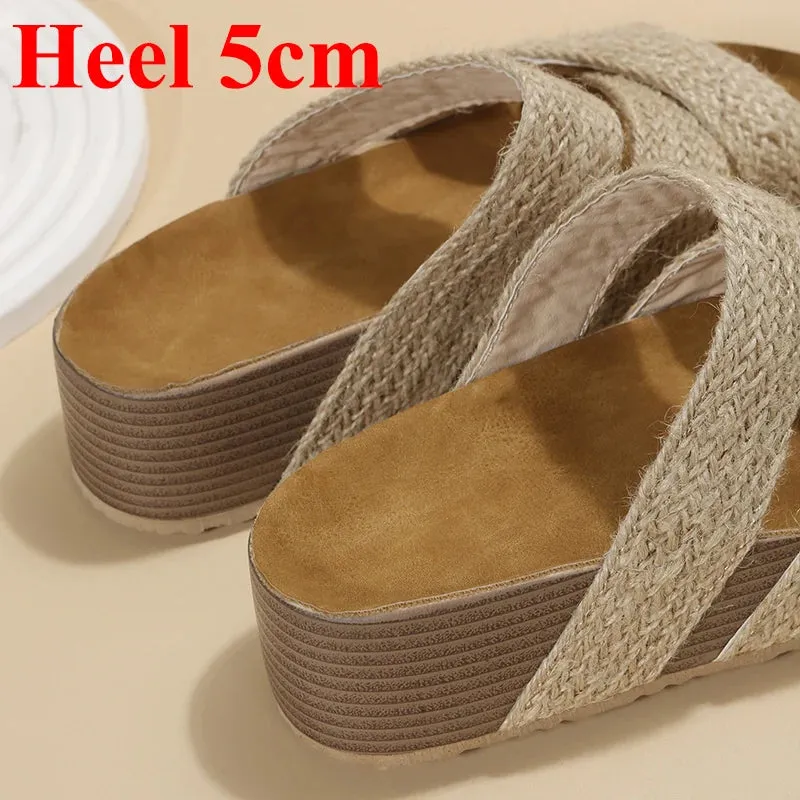 Hnzxzm Snake Pattern Thick Bottom Cork Sandals Women Summer Non-Slip Platform Slippers Woman Cross Strap Casual Clogs Slides Shoes