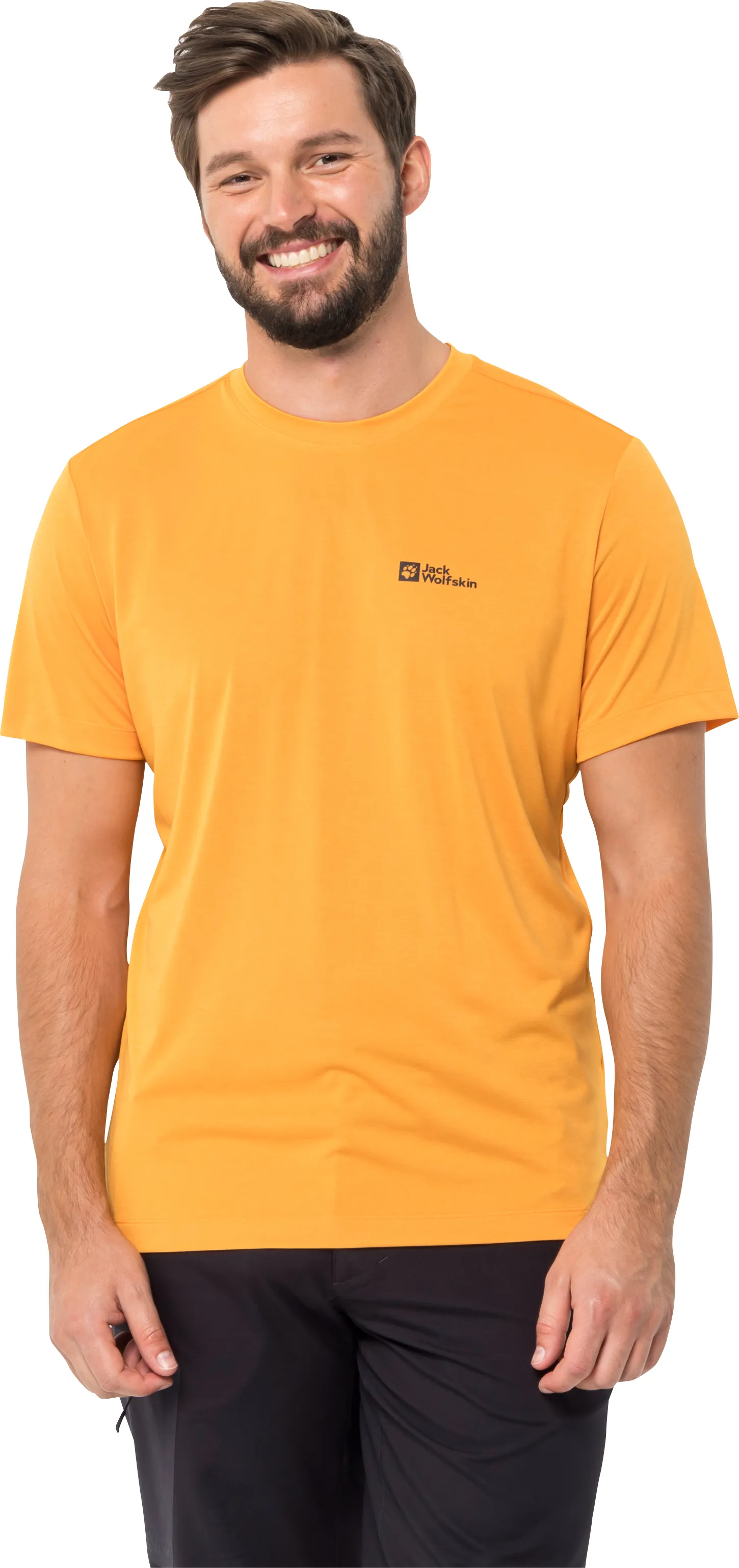 Jack Wolfskin Men&#x27;s Hiking Short Sleeve T-Shirt Orange Pop | Buy Jack Wolfskin Men&#x27;s Hiking Short Sleeve T-Shirt Orange Pop here | Outnorth