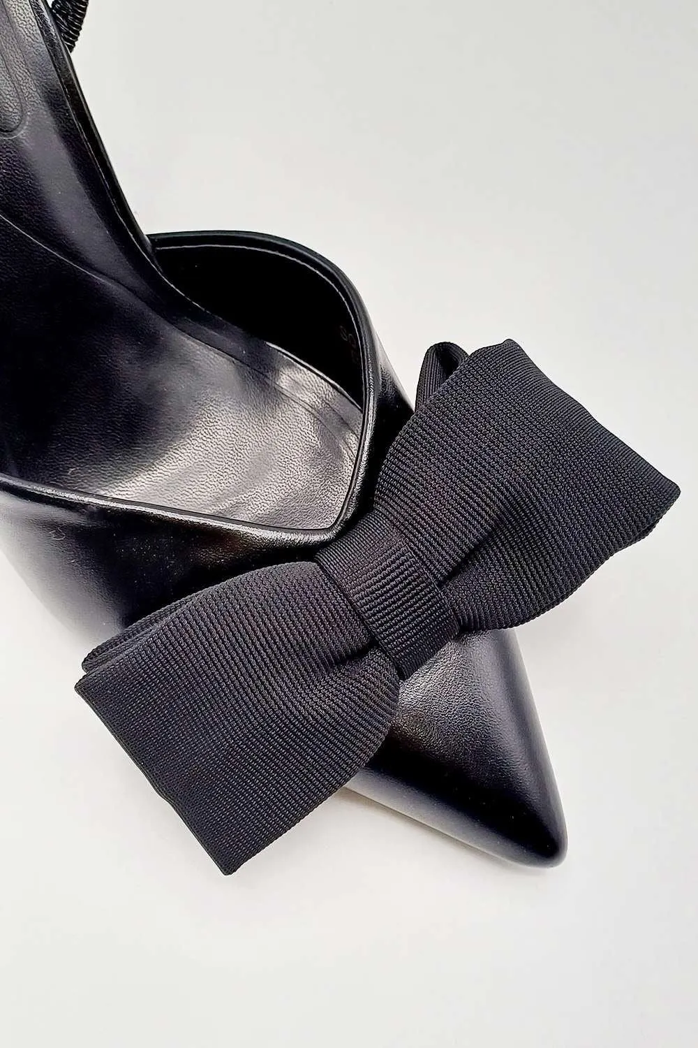 Jaycee Bow Detail Slingback Court Shoes in Black