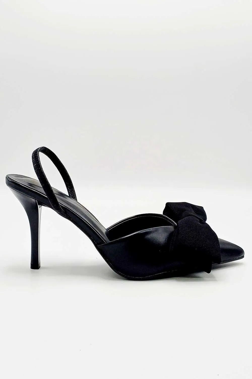 Jaycee Bow Detail Slingback Court Shoes in Black