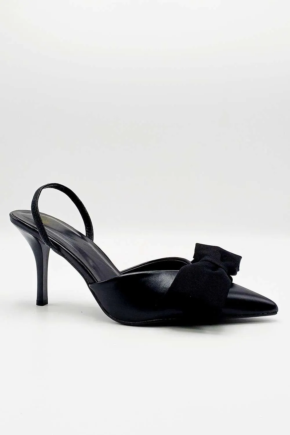 Jaycee Bow Detail Slingback Court Shoes in Black