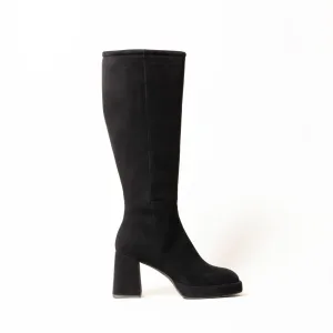 Jenna Platform Boots in Black Suede